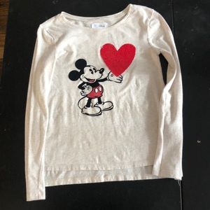 Fuzzy Mickey Mouse and flip sequin heart gap shirt